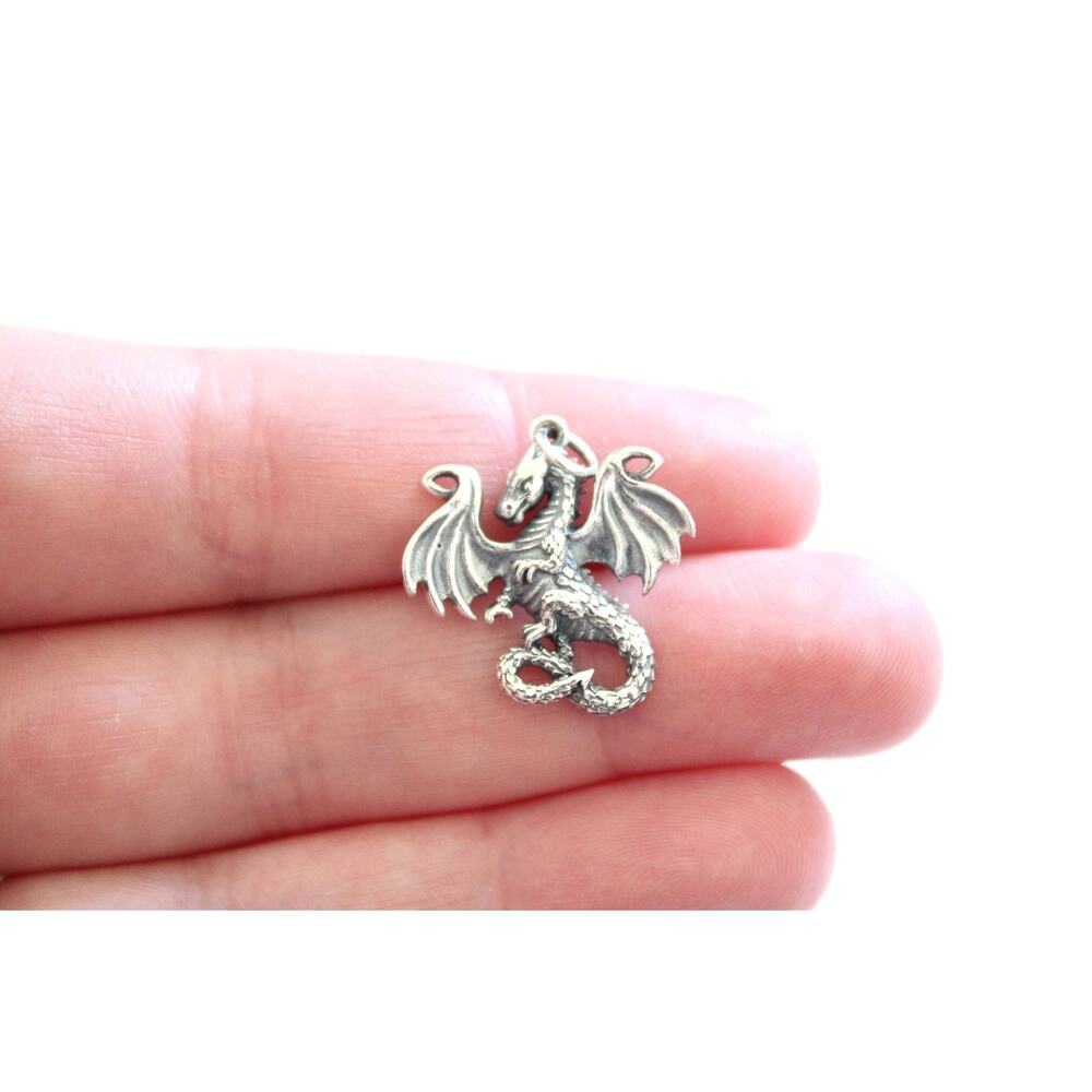 Sterling Silver Dragon Pendant, Silver Dragon Pendant